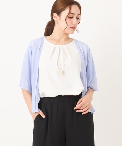OLCIA25089 eur3 【WEB先行販売】【大きいサイズ】シアーハーフスリーブカーディガン