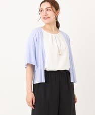OLCIA25089 eur3(エウルキューブ) 【WEB先行販売】【大きいサイズ】シアーハーフスリーブカーディガン ラベンダー(60)