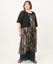 OLCIA25089 eur3(エウルキューブ) 【WEB先行販売】【大きいサイズ】シアーハーフスリーブカーディガン ブラック(94)