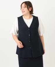 OLCIA26119 eur3(エウルキューブ) 【大きいサイズ/セットアップ対応】Vネックバックフレアベスト ネイビー(57)