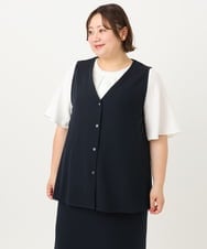 OLCIA26119 eur3(エウルキューブ) 【大きいサイズ/セットアップ対応】Vネックバックフレアベスト ネイビー(57)