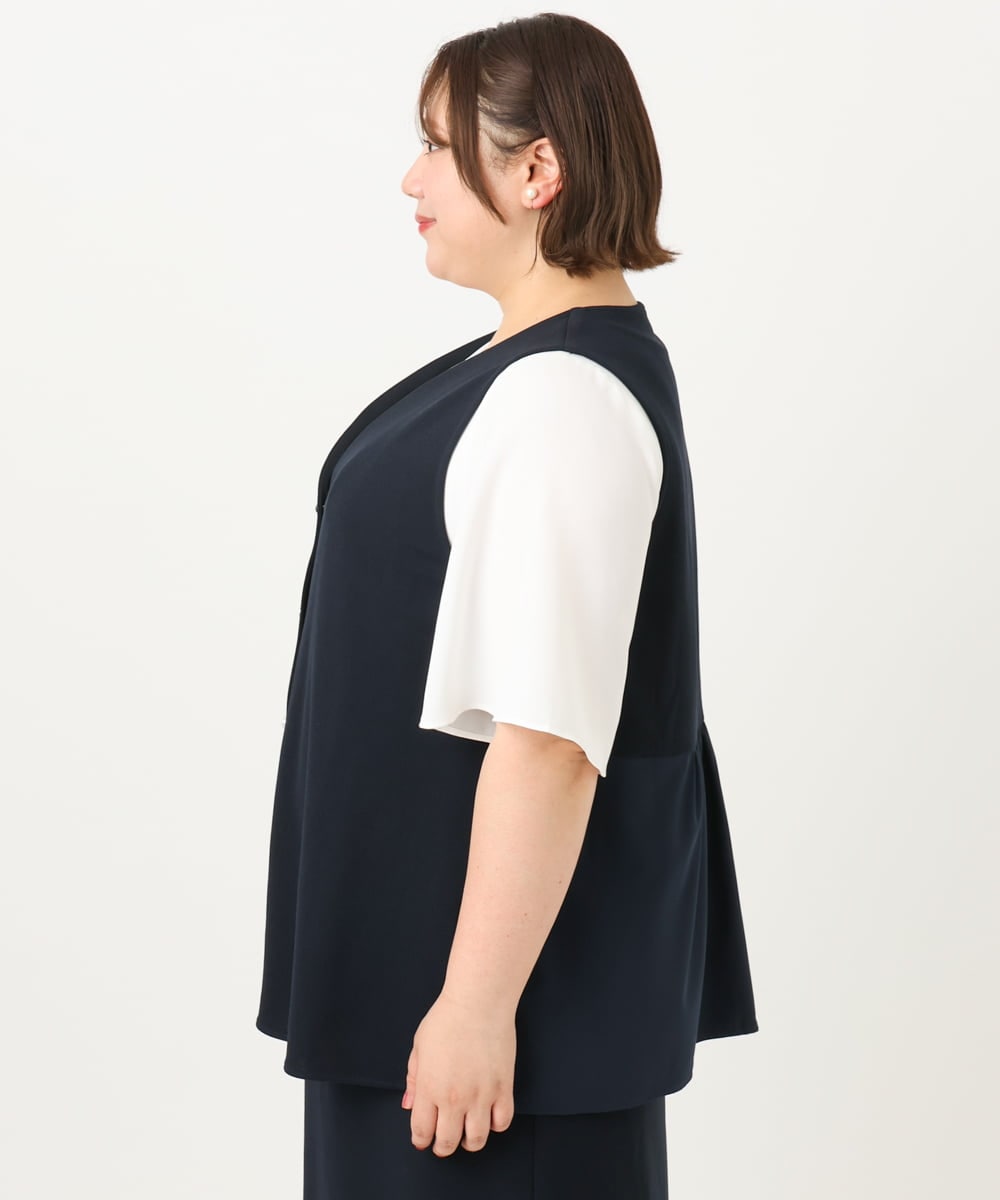 OLCIA26119 eur3(エウルキューブ) 【大きいサイズ/セットアップ対応】Vネックバックフレアベスト ネイビー(57)