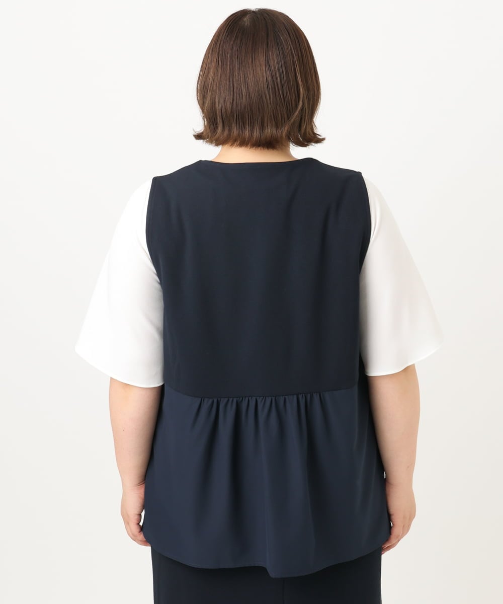 OLCIA26119 eur3(エウルキューブ) 【大きいサイズ/セットアップ対応】Vネックバックフレアベスト ネイビー(57)
