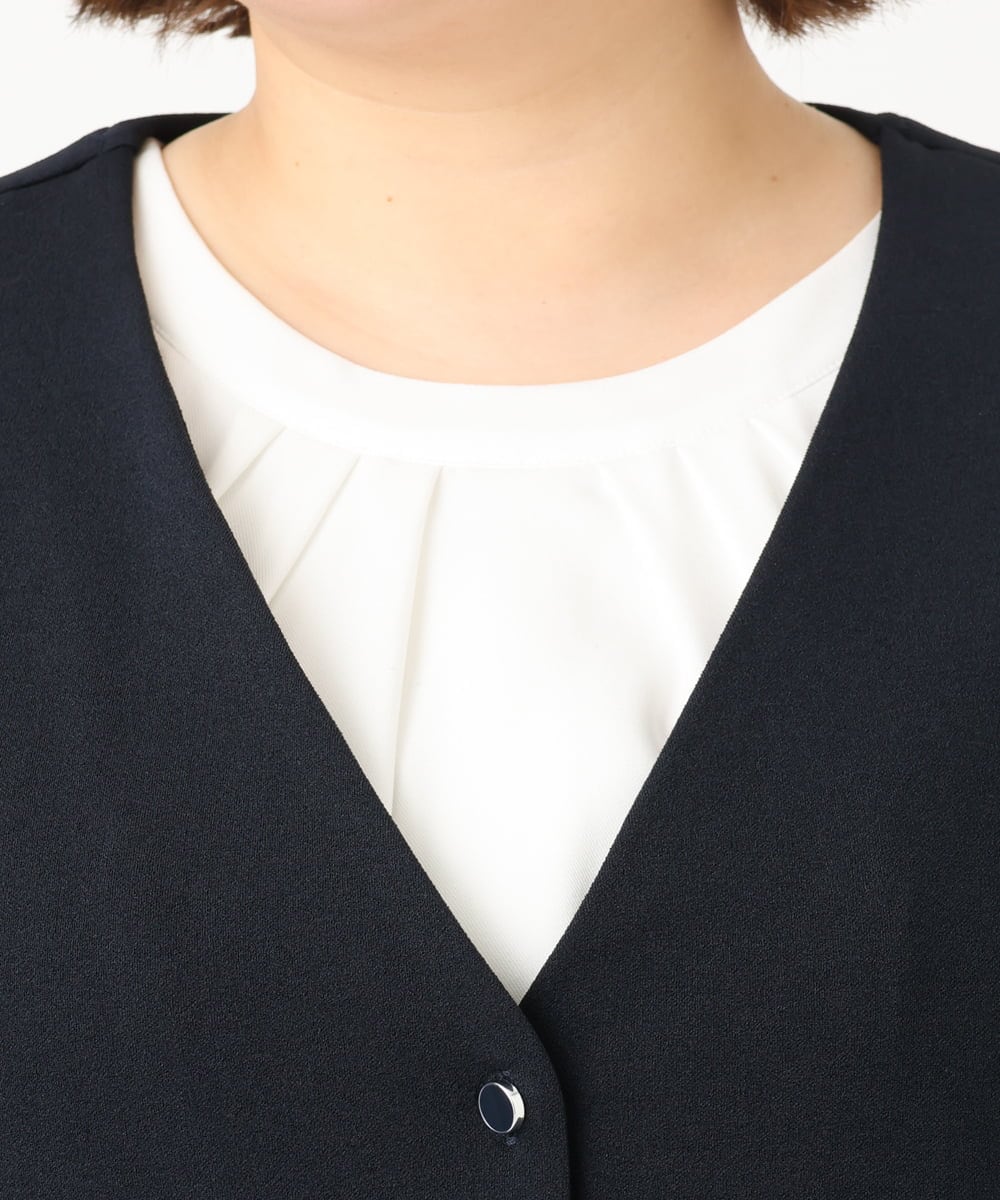 OLCIA26119 eur3(エウルキューブ) 【大きいサイズ/セットアップ対応】Vネックバックフレアベスト ネイビー(57)