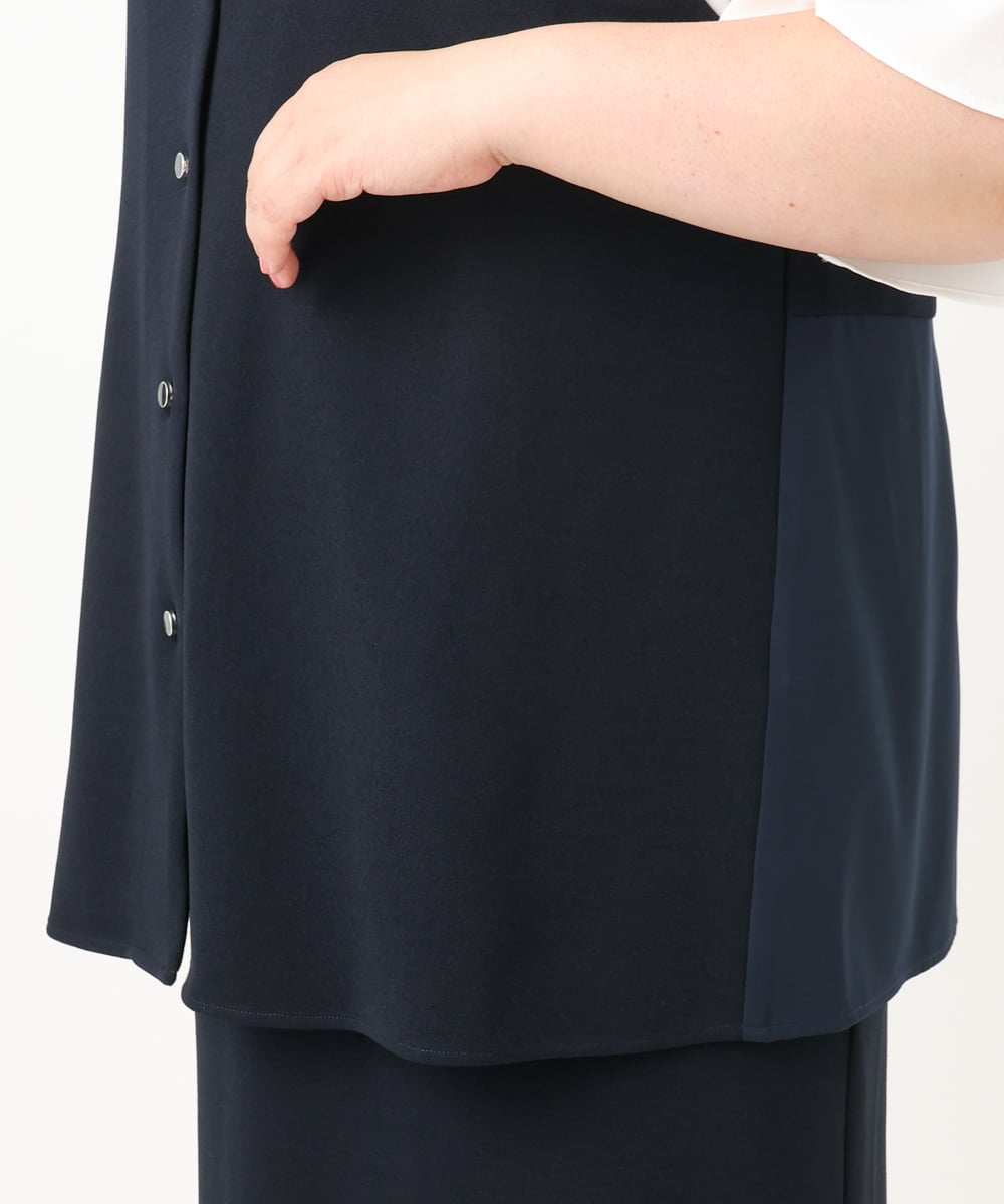 OLCIA26119 eur3(エウルキューブ) 【大きいサイズ/セットアップ対応】Vネックバックフレアベスト ネイビー(57)