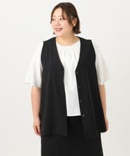 OLCIA26119 eur3(エウルキューブ) 【大きいサイズ/セットアップ対応】Vネックバックフレアベスト ブラック(94)