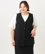 OLCIA26119 eur3(エウルキューブ) 【大きいサイズ/セットアップ対応】Vネックバックフレアベスト ブラック(94)