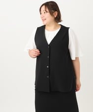 OLCIA26119 eur3(エウルキューブ) 【大きいサイズ/セットアップ対応】Vネックバックフレアベスト ブラック(94)