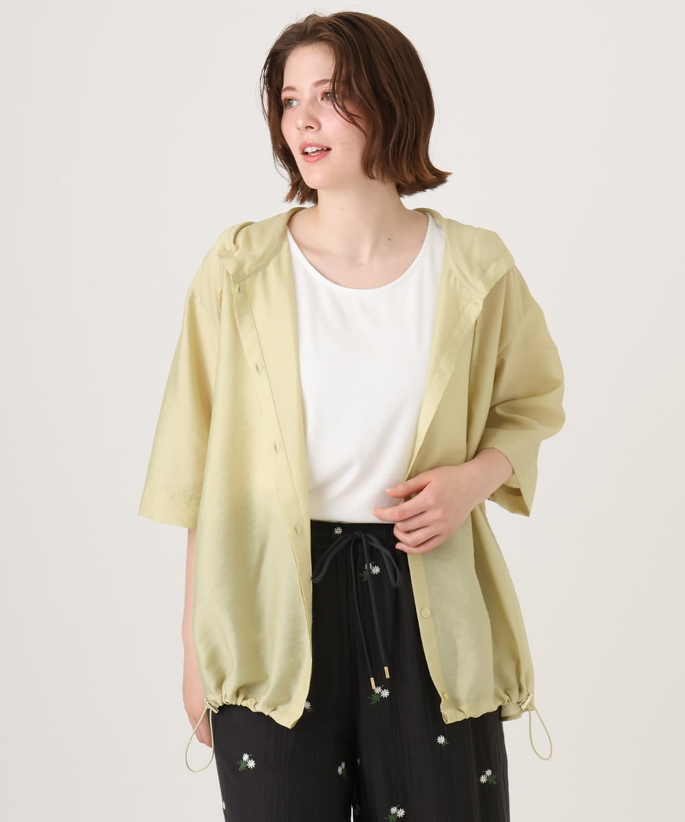 OLCID13109 eur3(エウルキューブ) 【WEB先行販売】【大きいサイズ／接触冷感】シア―フーディブラウス ライトイエロー