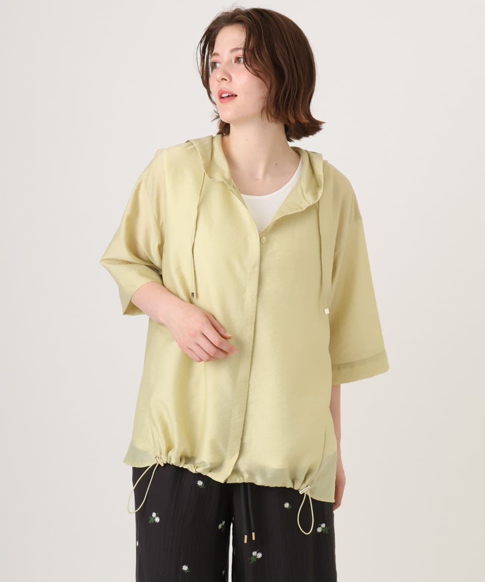OLCID13109 eur3(エウルキューブ) 【WEB先行販売】【大きいサイズ／接触冷感】シア―フーディブラウス ライトイエロー