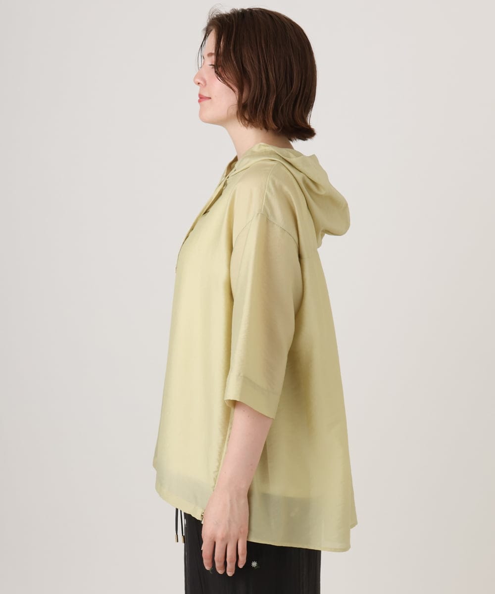 OLCID13109 eur3(エウルキューブ) 【WEB先行販売】【大きいサイズ／接触冷感】シア―フーディブラウス ライトイエロー