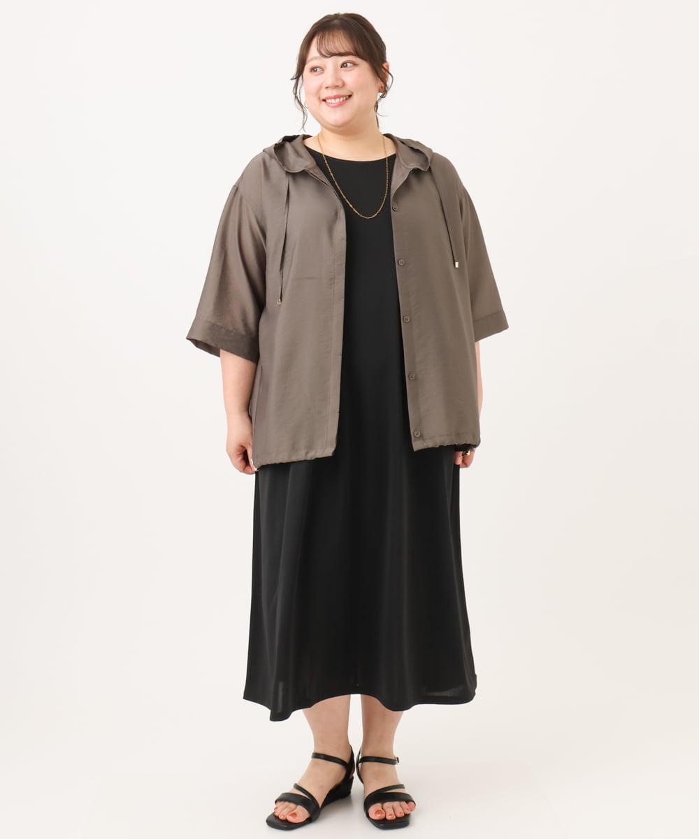 OLCID13109 eur3(エウルキューブ) 【WEB先行販売】【大きいサイズ／接触冷感】シア―フーディブラウス カーキ