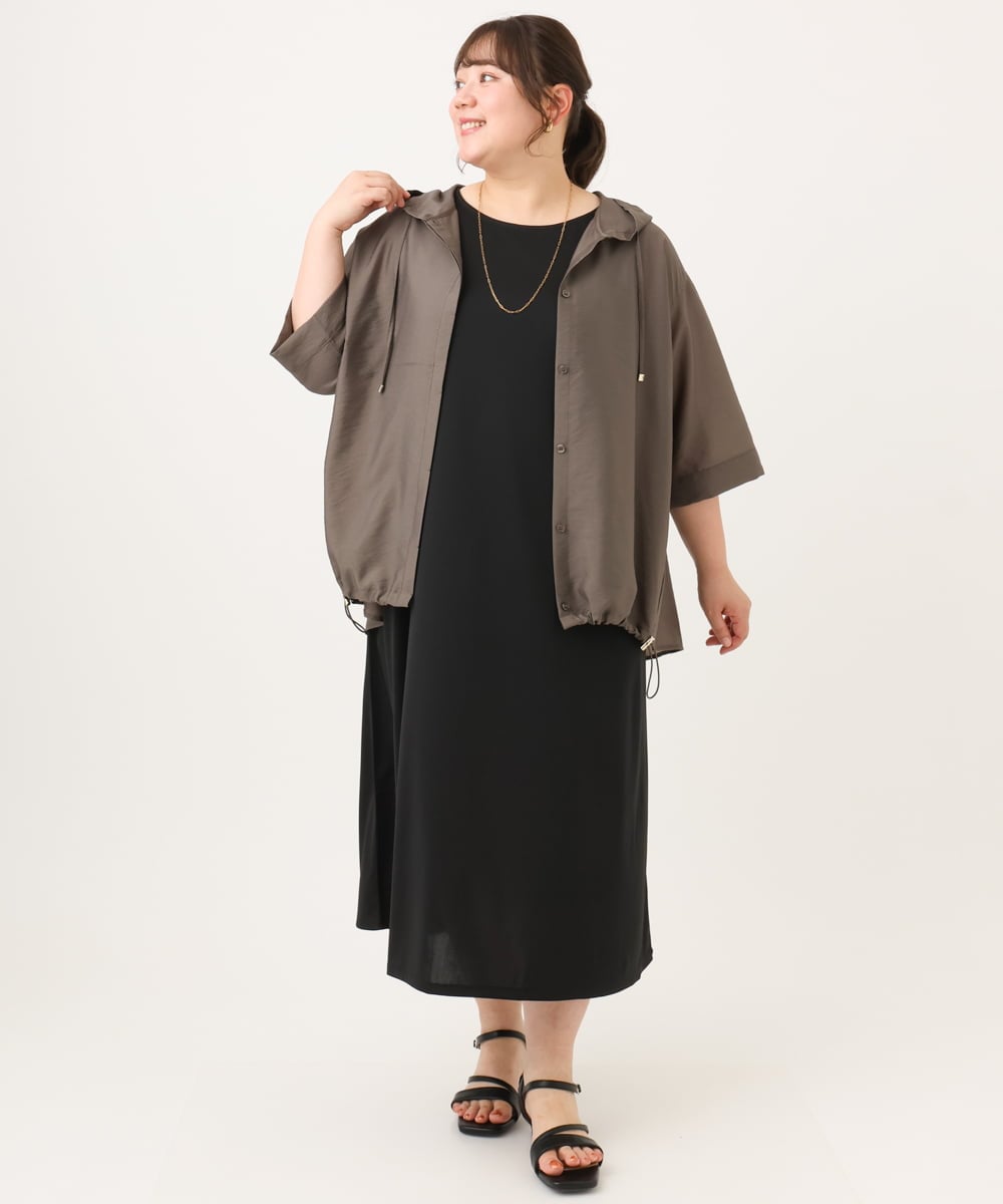 OLCID13109 eur3(エウルキューブ) 【WEB先行販売】【大きいサイズ／接触冷感】シア―フーディブラウス カーキ