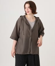 OLCID13109 eur3(エウルキューブ) 【WEB先行販売】【大きいサイズ／接触冷感】シア―フーディブラウス カーキ