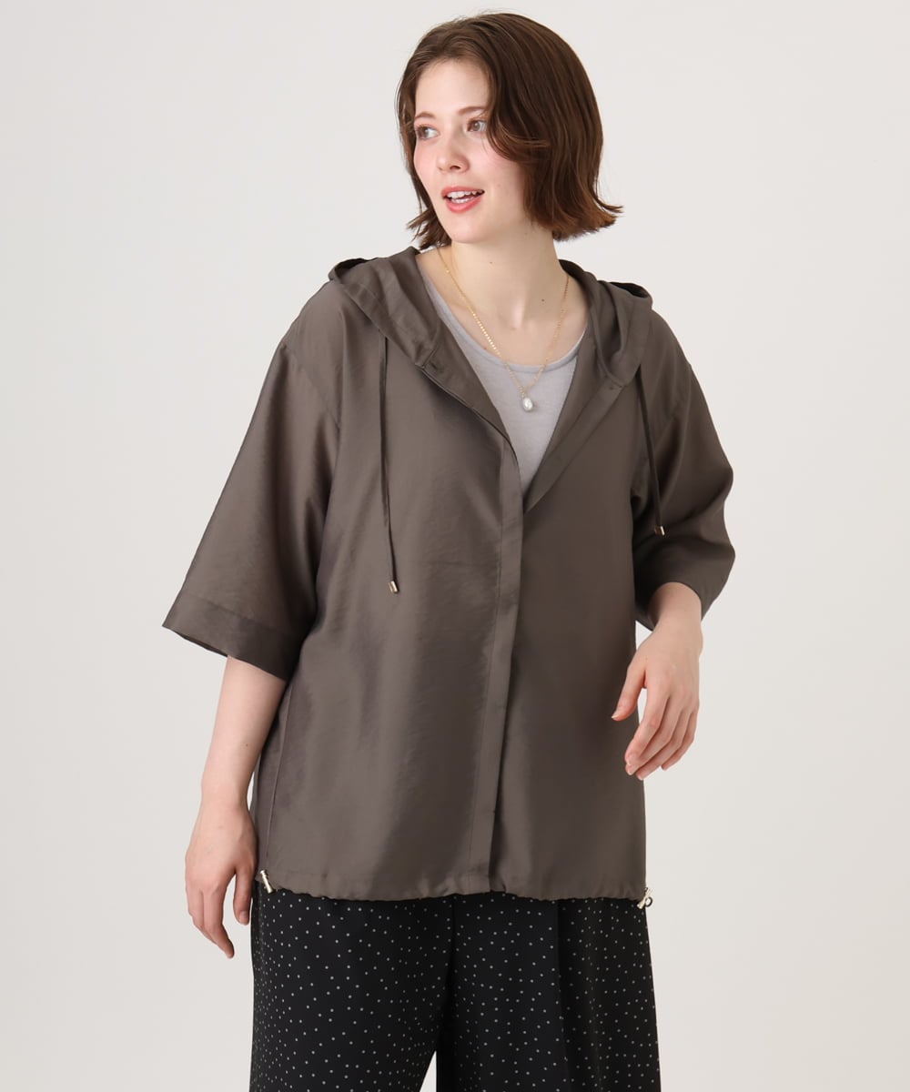 OLCID13109 eur3(エウルキューブ) 【WEB先行販売】【大きいサイズ／接触冷感】シア―フーディブラウス カーキ