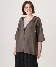 OLCID13109 eur3(エウルキューブ) 【WEB先行販売】【大きいサイズ／接触冷感】シア―フーディブラウス カーキ