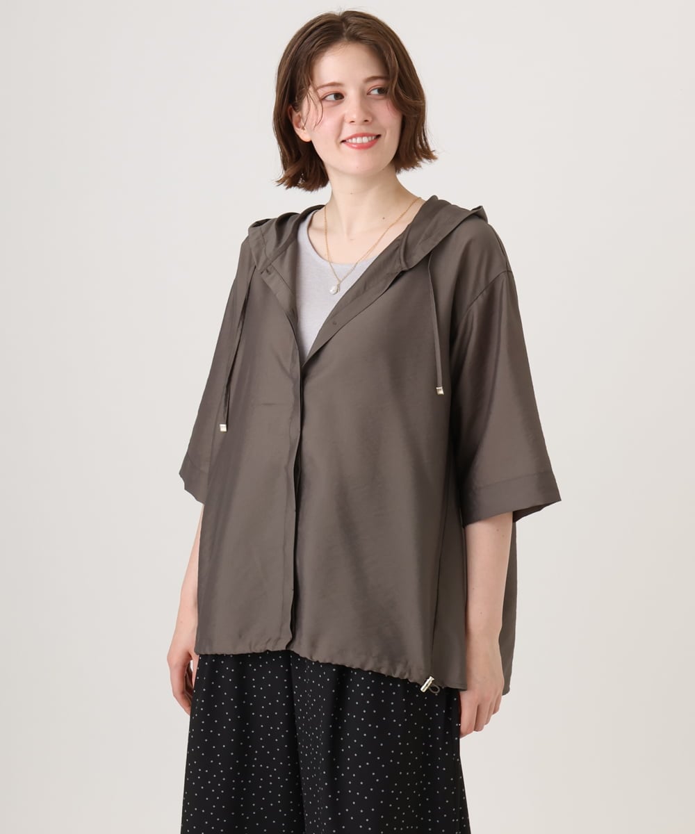 OLCID13109 eur3(エウルキューブ) 【WEB先行販売】【大きいサイズ／接触冷感】シア―フーディブラウス カーキ