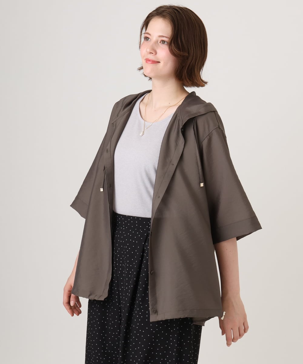 OLCID13109 eur3(エウルキューブ) 【WEB先行販売】【大きいサイズ／接触冷感】シア―フーディブラウス カーキ