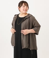 OLCID13109 eur3(エウルキューブ) 【WEB先行販売】【大きいサイズ／接触冷感】シア―フーディブラウス カーキ
