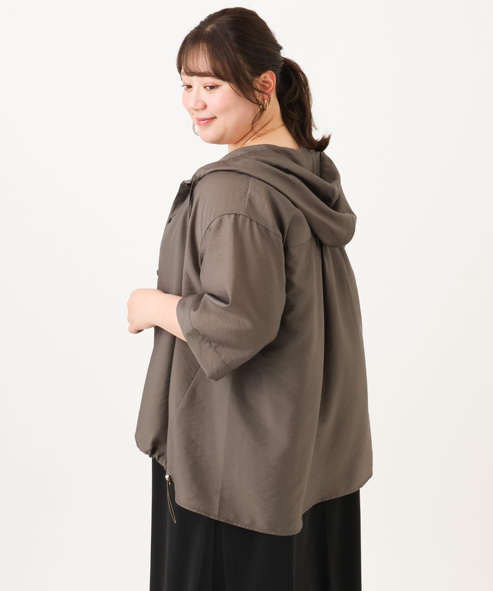 OLCID13109 eur3(エウルキューブ) 【WEB先行販売】【大きいサイズ／接触冷感】シア―フーディブラウス カーキ