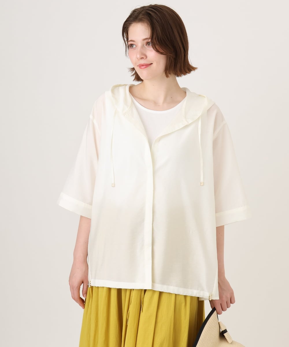 OLCID13109 eur3(エウルキューブ) 【WEB先行販売】【大きいサイズ／接触冷感】シア―フーディブラウス アイボリー