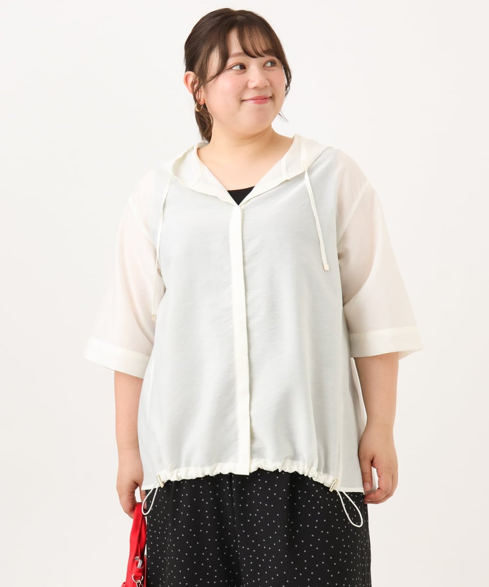 OLCID13109 eur3(エウルキューブ) 【WEB先行販売】【大きいサイズ／接触冷感】シア―フーディブラウス アイボリー