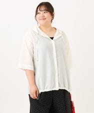 OLCID13109 eur3(エウルキューブ) 【WEB先行販売】【大きいサイズ／接触冷感】シア―フーディブラウス アイボリー