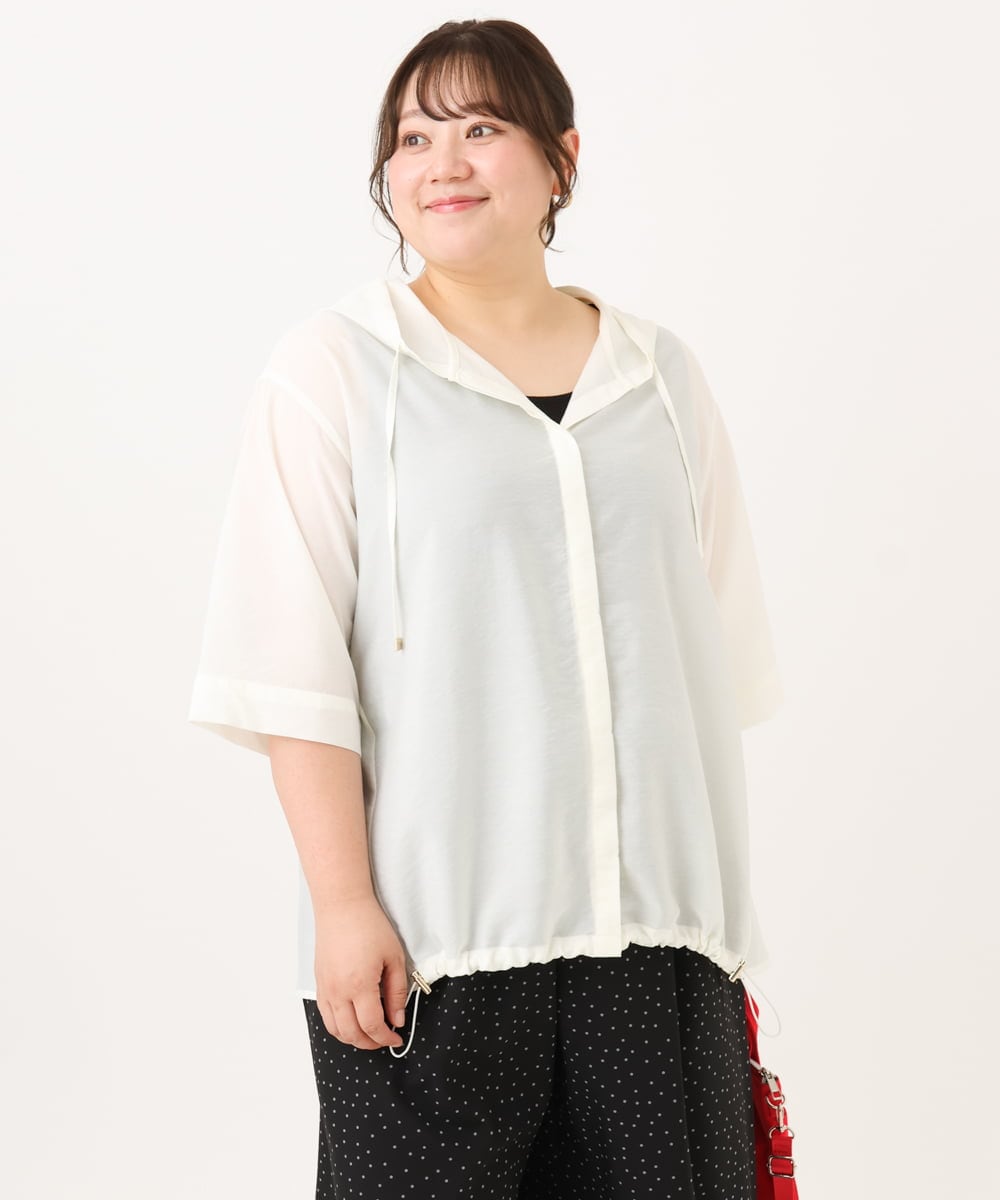 OLCID13109 eur3(エウルキューブ) 【WEB先行販売】【大きいサイズ／接触冷感】シア―フーディブラウス アイボリー