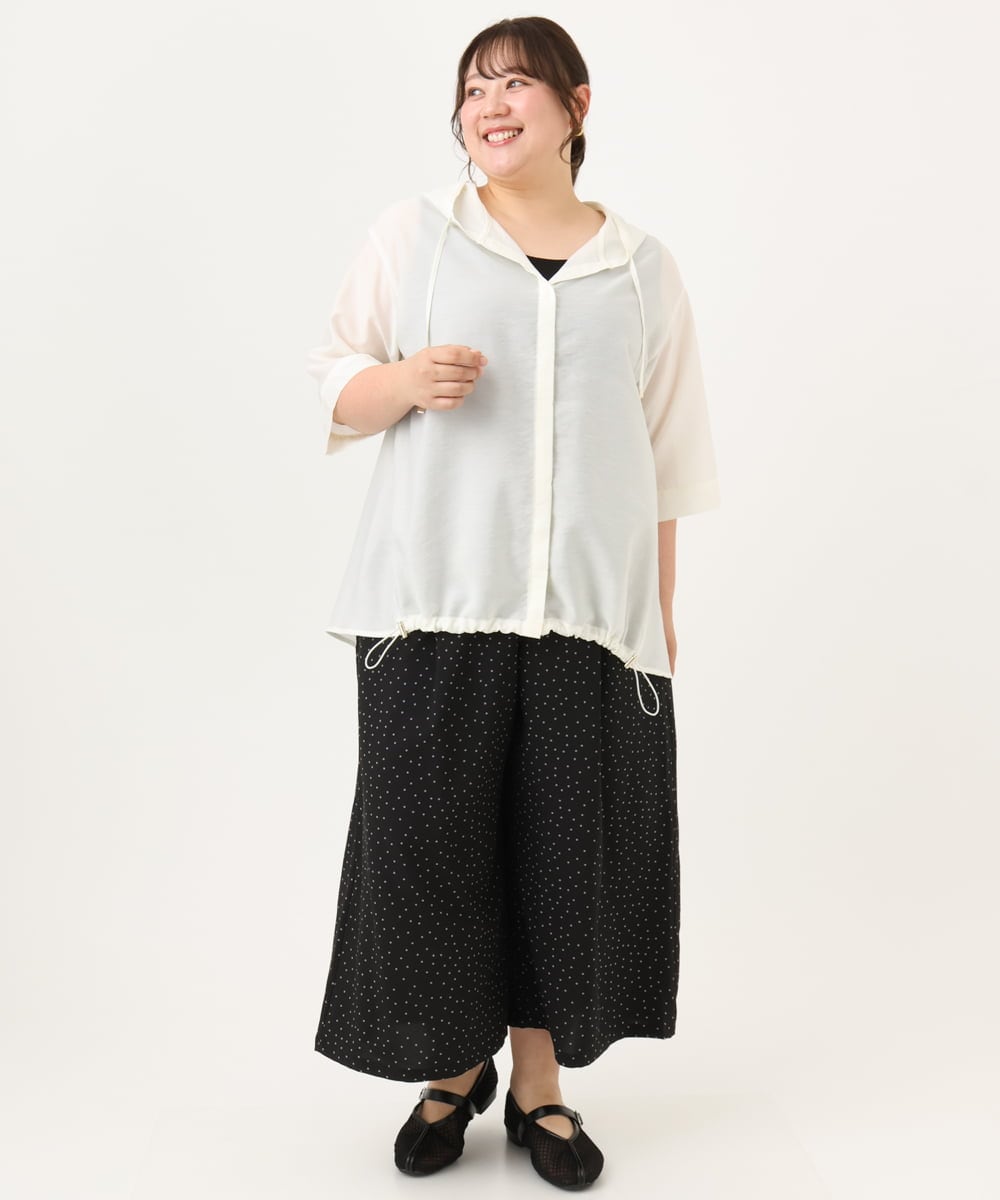 OLCID13109 eur3(エウルキューブ) 【WEB先行販売】【大きいサイズ／接触冷感】シア―フーディブラウス アイボリー