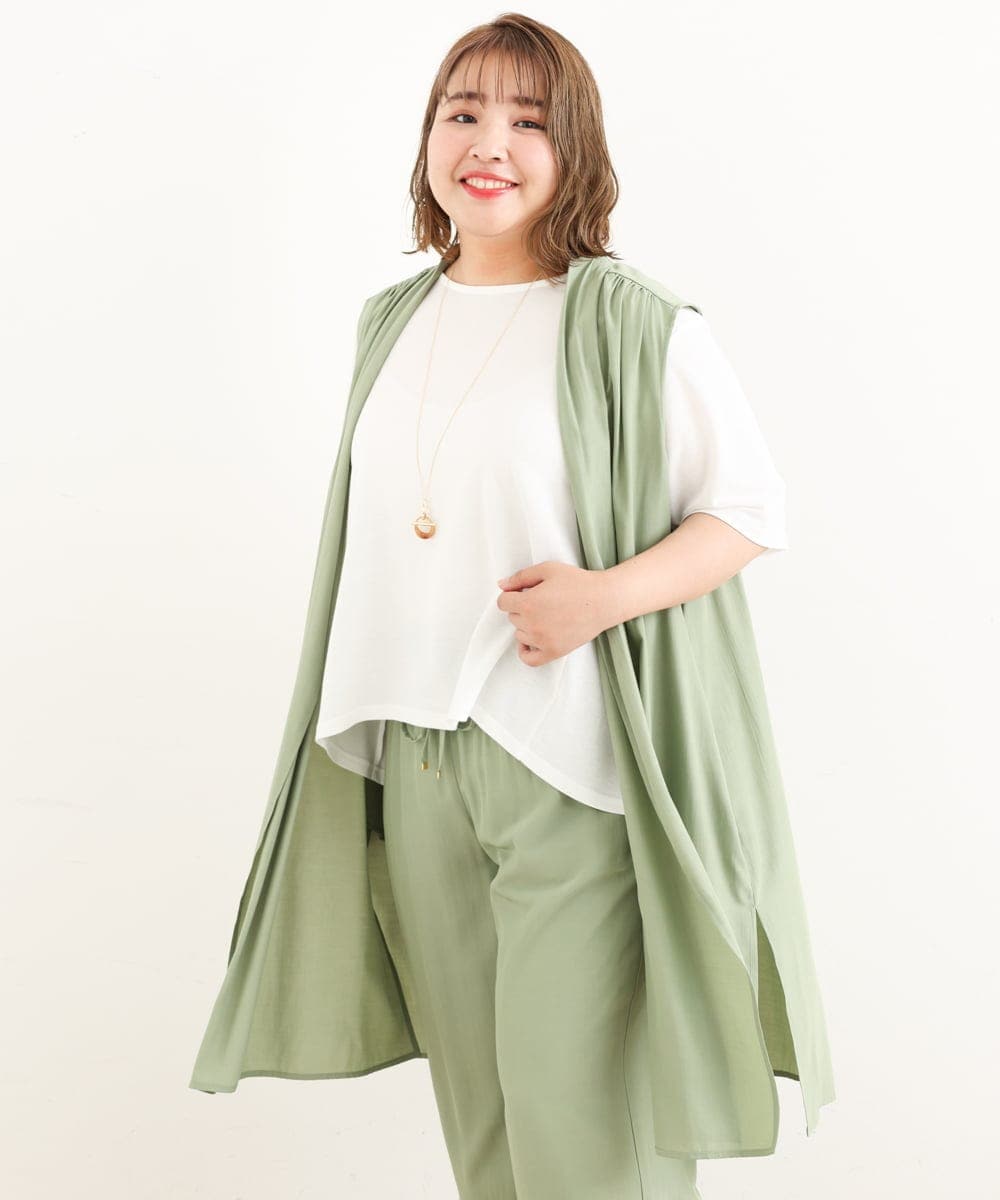 OLCIP16090 eur3(エウルキューブ) 【大きいサイズ/11号サイズあり/セットアップ対応】ドレープシアージレ ライトグリーン(30)