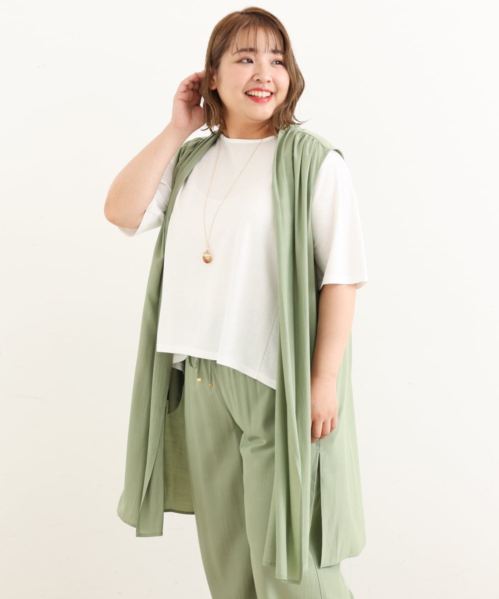 OLCIP16090 eur3(エウルキューブ) 【大きいサイズ/11号サイズあり/セットアップ対応】ドレープシアージレ ライトグリーン(30)