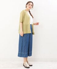 OLCIS19080 eur3(エウルキューブ) 【大きいサイズ/接触冷感】洗える5分袖カーディガン ライトグリーン(30)