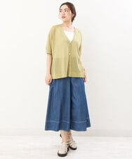 OLCIS19080 eur3(エウルキューブ) 【大きいサイズ/接触冷感】洗える5分袖カーディガン ライトグリーン(30)