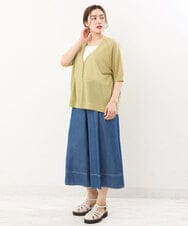 OLCIS19080 eur3(エウルキューブ) 【大きいサイズ/接触冷感】洗える5分袖カーディガン ライトグリーン(30)