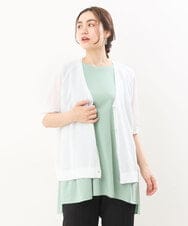 OLCIS19080 eur3(エウルキューブ) 【大きいサイズ/接触冷感】洗える5分袖カーディガン ホワイト(90)