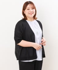 OLCIS19080 eur3(エウルキューブ) 【大きいサイズ/接触冷感】洗える5分袖カーディガン ブラック(94)
