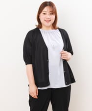 OLCIS19080 eur3(エウルキューブ) 【大きいサイズ/接触冷感】洗える5分袖カーディガン ブラック(94)
