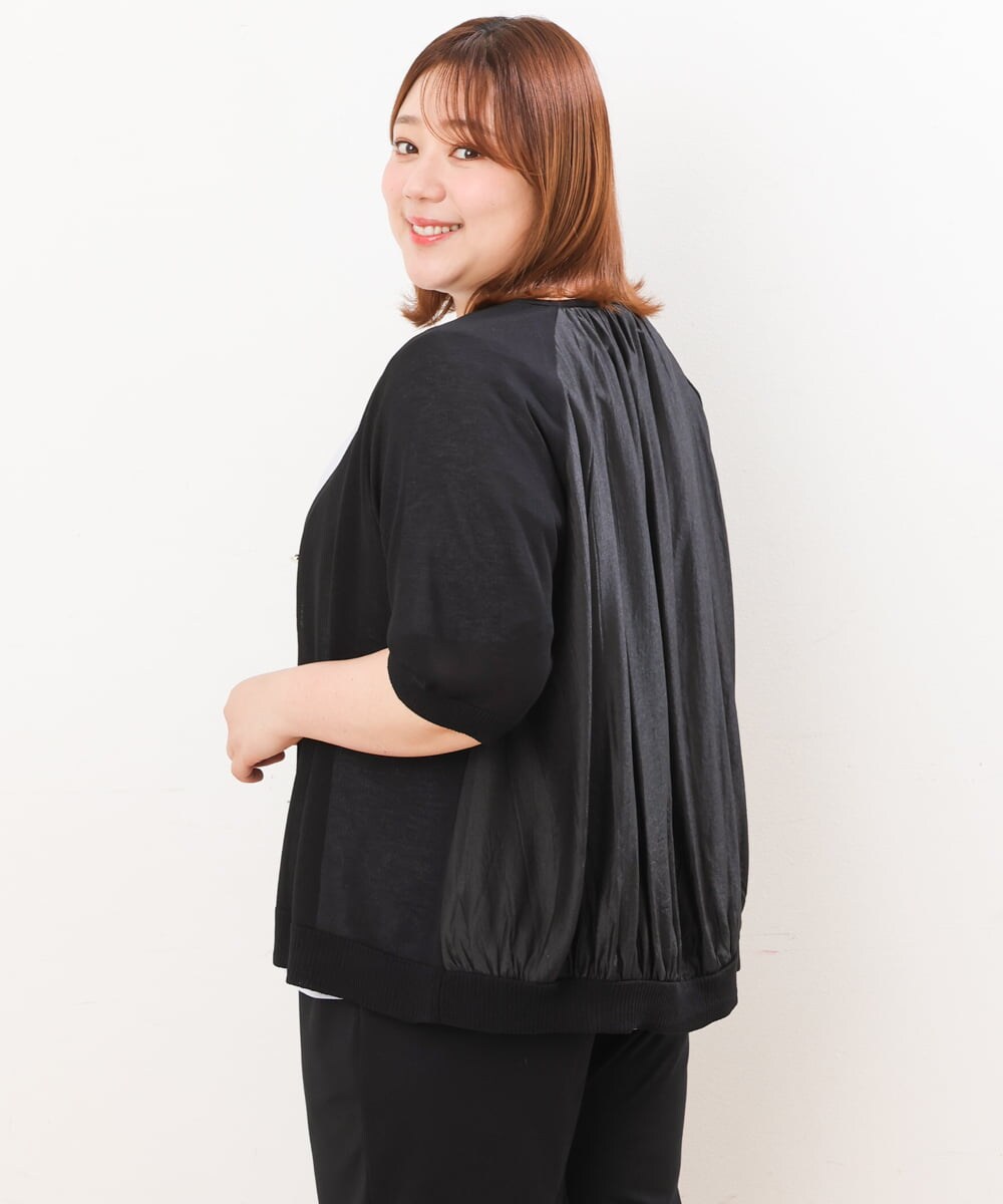 OLCIS19080 eur3(エウルキューブ) 【大きいサイズ/接触冷感】洗える5分袖カーディガン ブラック(94)