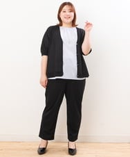 OLCIS19080 eur3(エウルキューブ) 【大きいサイズ/接触冷感】洗える5分袖カーディガン ブラック(94)
