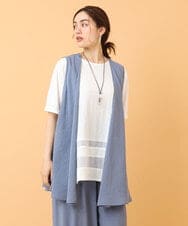 OLCIS20080 eur3(エウルキューブ) 【大きいサイズ/セットアップ対応可】シアーヴィンテージイレヘムジレ ブルー(55)