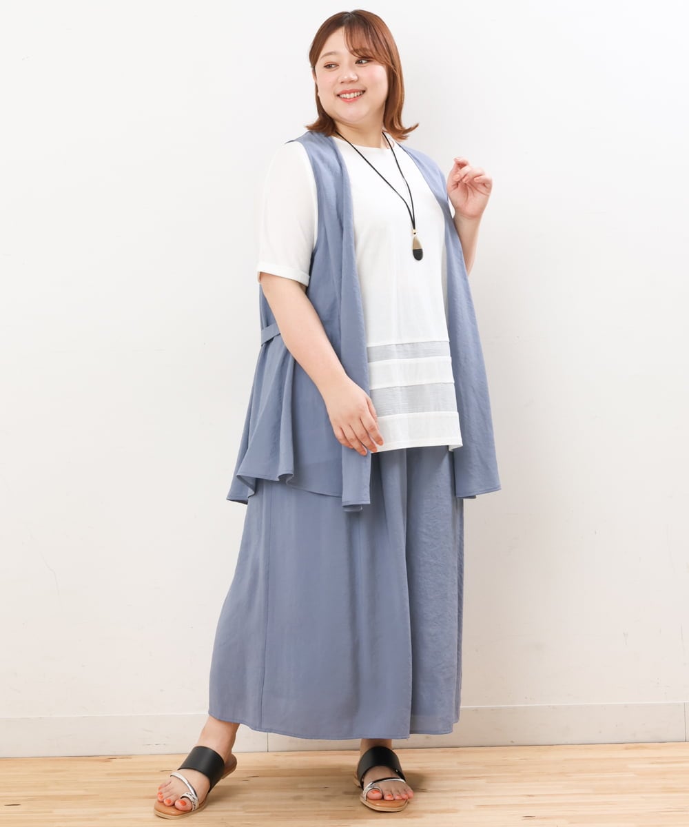 OLCIS20080 eur3(エウルキューブ) 【大きいサイズ/セットアップ対応可】シアーヴィンテージイレヘムジレ ブルー(55)