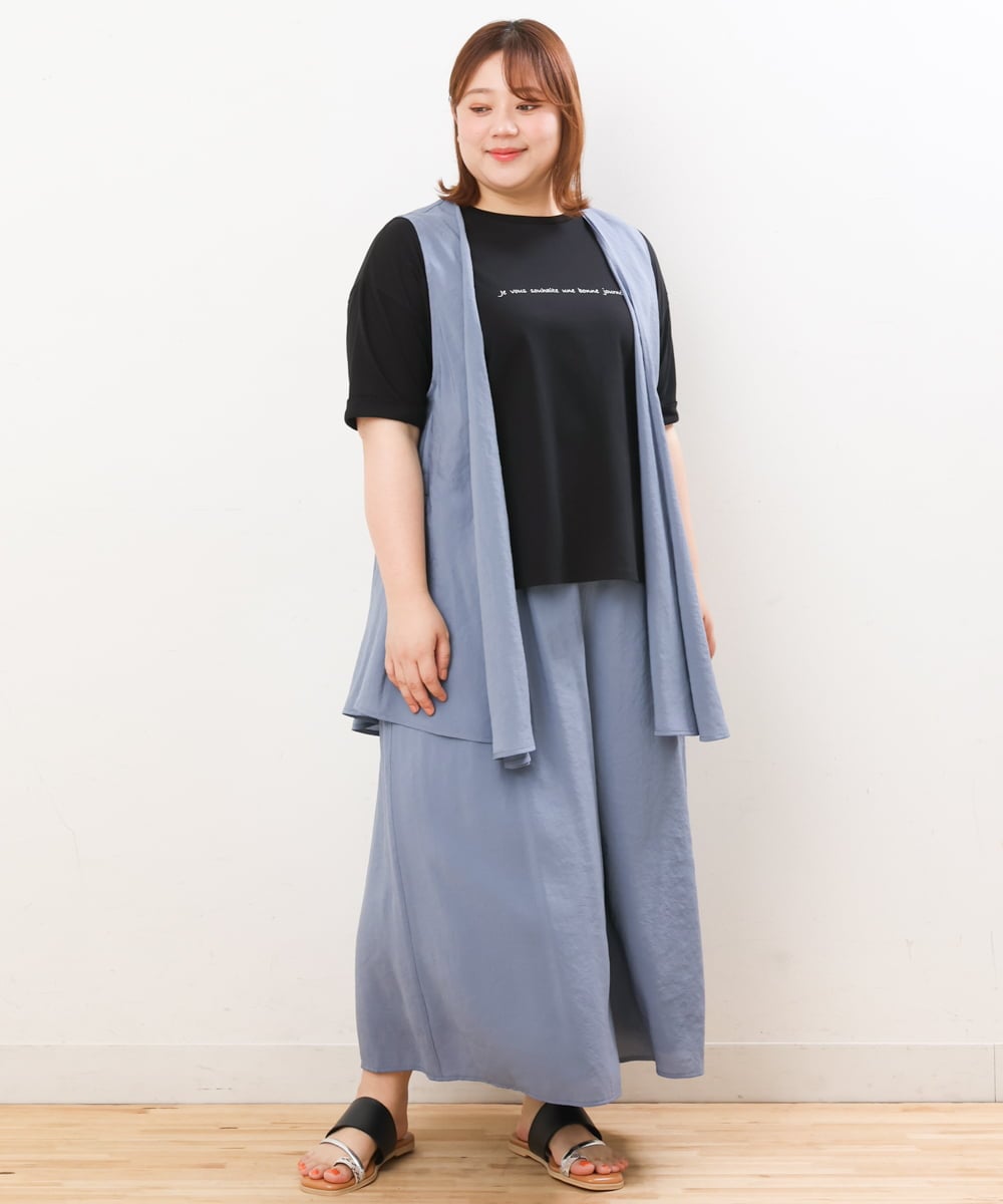OLCIS20080 eur3(エウルキューブ) 【大きいサイズ/セットアップ対応可】シアーヴィンテージイレヘムジレ ブルー(55)