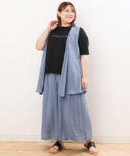OLCIS20080 eur3(エウルキューブ) 【大きいサイズ/セットアップ対応可】シアーヴィンテージイレヘムジレ ブルー(55)
