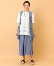 OLCIS20080 eur3(エウルキューブ) 【大きいサイズ/セットアップ対応可】シアーヴィンテージイレヘムジレ ブルー(55)