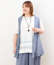 OLCIS20080 eur3(エウルキューブ) 【大きいサイズ/セットアップ対応可】シアーヴィンテージイレヘムジレ ブルー(55)