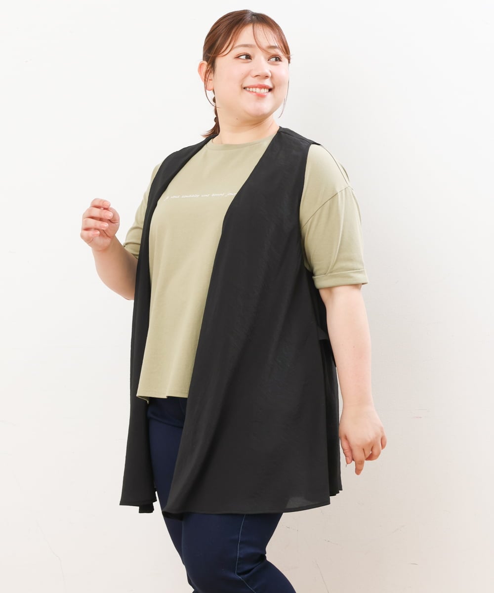 OLCIS20080 eur3(エウルキューブ) 【大きいサイズ/セットアップ対応可】シアーヴィンテージイレヘムジレ ブラック(94)