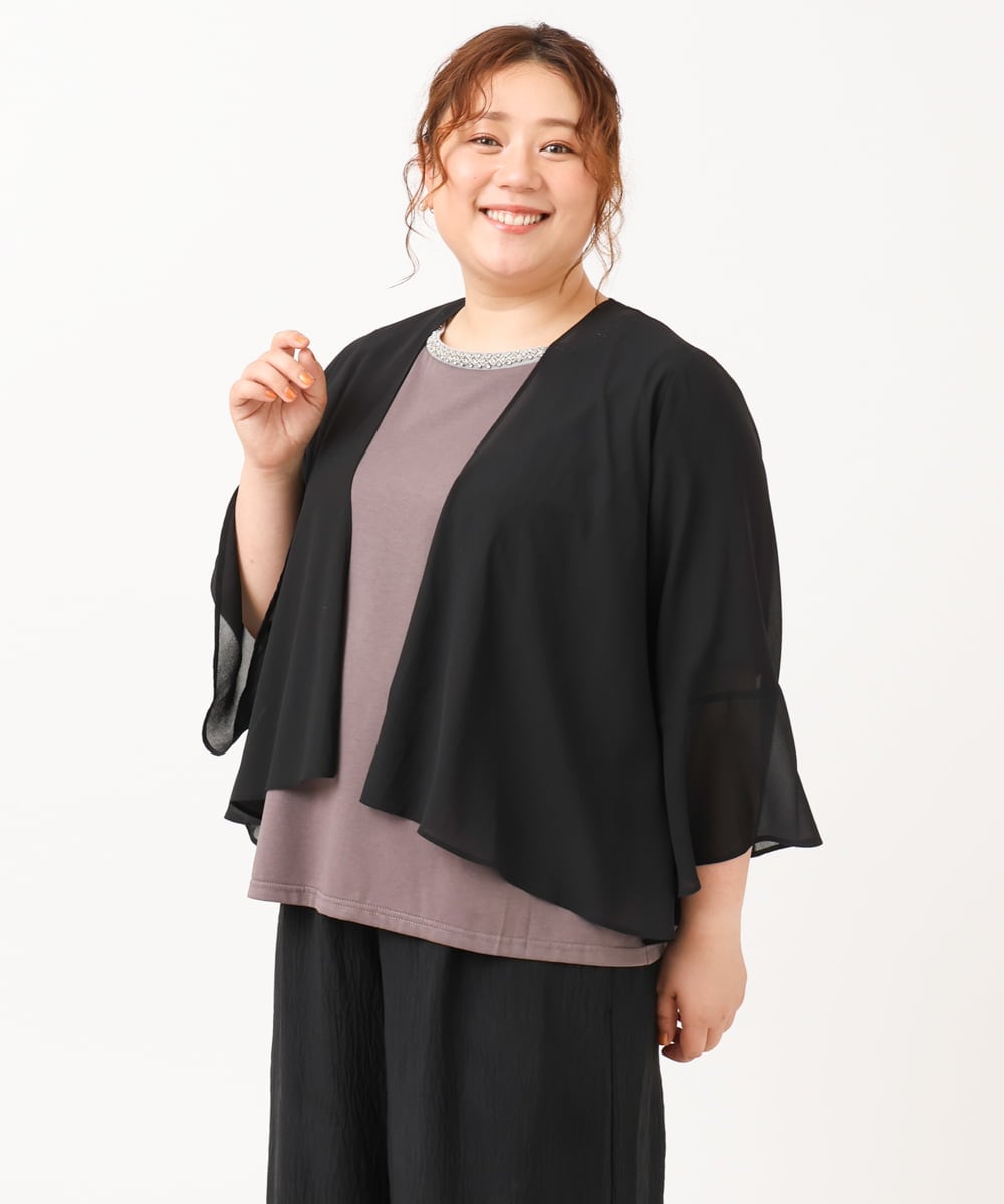 OLCIV14099 eur3(エウルキューブ) 【大きいサイズ】ジョーゼットボレロ ブラック(94)