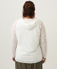 OLCJA01119 eur3(エウルキューブ) 【大きいサイズ】レースジップアップフーディー ホワイト(90)