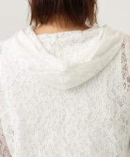 OLCJA01119 eur3(エウルキューブ) 【大きいサイズ】レースジップアップフーディー ホワイト(90)
