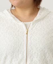 OLCJA01119 eur3(エウルキューブ) 【大きいサイズ】レースジップアップフーディー ホワイト(90)
